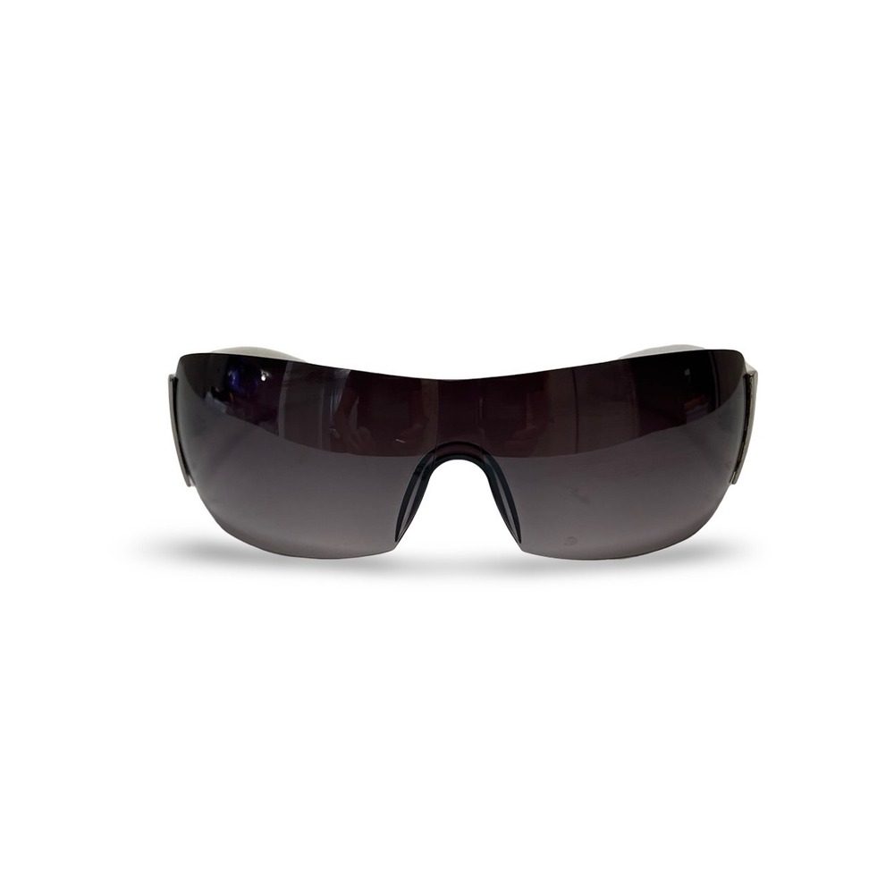 Guess Shield Sunglasses White Wrap Gradient Lenses Y2K Medallion GU 6605 SI-35F